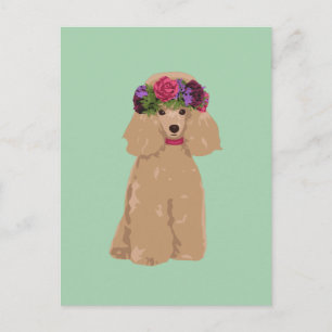 Tilly the Flower Crown Niedlich Toy Poodle Puppy D Postkarte
