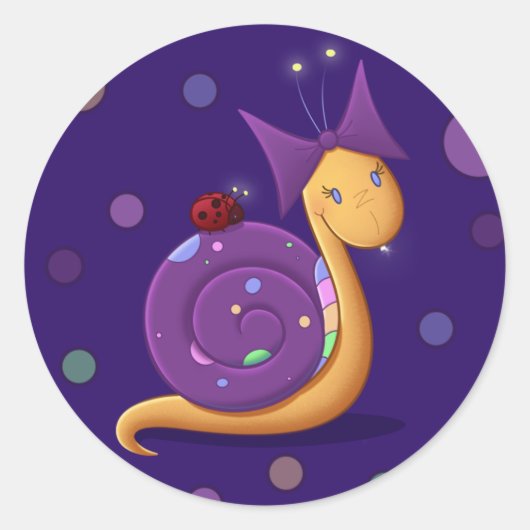 Tilly the Snail mit Punkten Runder Aufkleber (Vorderseite)