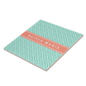 Tilt Dark Mint Griechisches Schlüsselmuster Kornna Fliese (Seite)