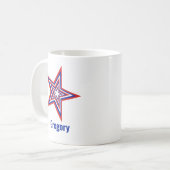 Tilted Red White and Blue Patriotic USA Star Kaffeetasse (Vorderseite Links)
