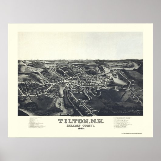 Tilton, NH Panoramic Map - 1884 Poster (Vorne)