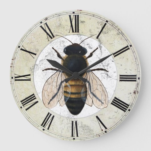 Tim Campbells Honey Bee Wall Clock Große Wanduhr (Vorderseite)