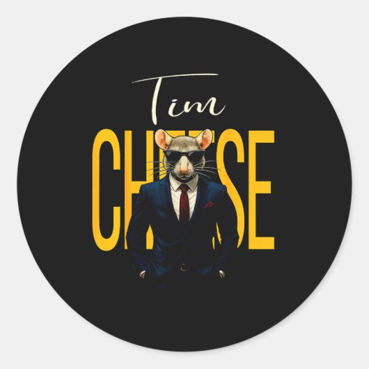 Tim Cheese - Funny Secret Agent Mouse Brainrot Kid Runder Aufkleber (Vorderseite)