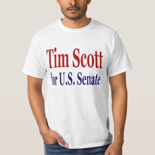 Tim Scott für Senat mit rot-blauem Text T-Shirt (Vorderseite)