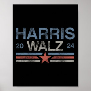 Tim Walz 2024 Aged Stripes Kamala Harris Waltz 202 Poster