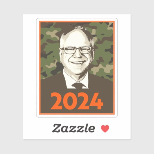 Tim Walz 2024 Hoffnung in Camouflage Aufkleber (Blatt)