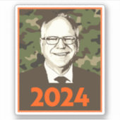 Tim Walz 2024 Hoffnung in Camouflage Aufkleber (Vorderseite)