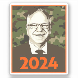 Tim Walz 2024 Hoffnung in Camouflage Aufkleber