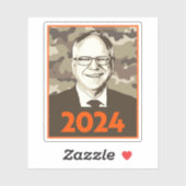 Tim Walz 2024 Hoffnung in Camouflage Aufkleber (Blatt)
