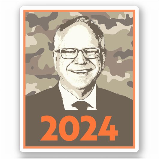 Tim Walz 2024 Hoffnung in Camouflage Aufkleber (Vorderseite)
