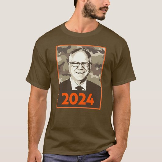 Tim Walz 2024 Hoffnung in Camouflage T-Shirt (Vorderseite)