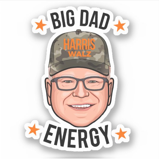 Tim Walz Big Vater Energy Aufkleber (Vorderseite)