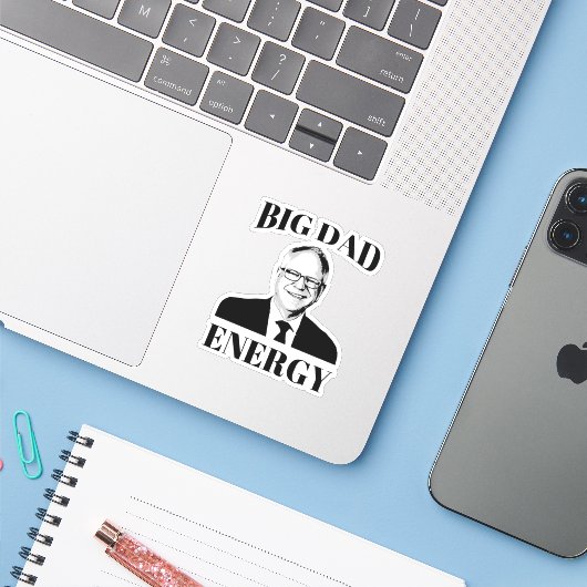 Tim Walz Big Vater Energy Aufkleber (Laptop mit iPhone)