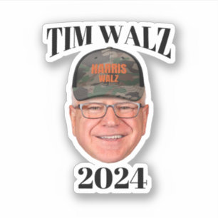 Tim Walz Camouflage Hat Aufkleber