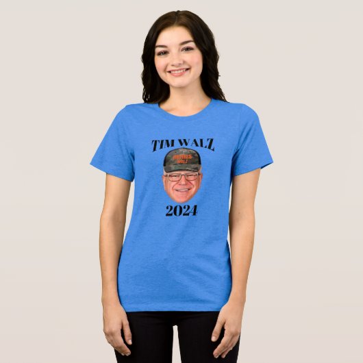 Tim Walz Camouflage Hat Tri-Blend Shirt (Vorderseite voll)