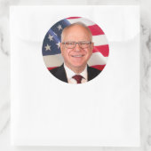 Tim Walz für Amerika Runder Aufkleber (Tasche)