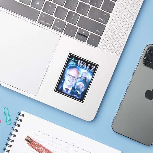 Tim Walz Retro 90er Aufkleber (Laptop mit iPhone)