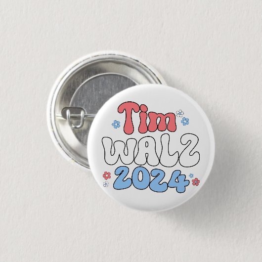Tim Walz Retro Hippie Style Button (Vorne & Hinten)