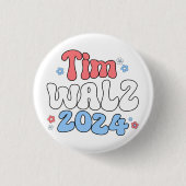 Tim Walz Retro Hippie Style Button (Vorderseite)