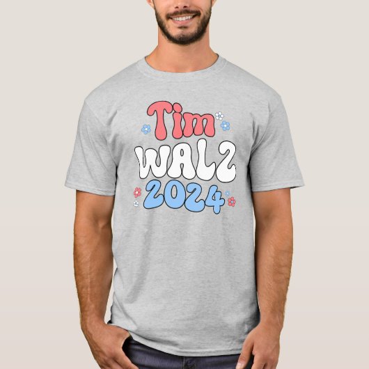 Tim Walz Retro Hippie Style T-Shirt (Vorderseite)