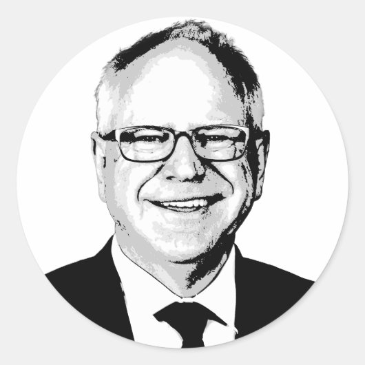 Tim Walz Runder Aufkleber (Vorderseite)