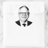 Tim Walz Runder Aufkleber (Tasche)