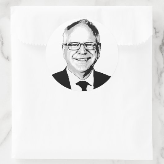 Tim Walz Runder Aufkleber (Tasche)