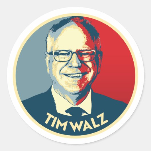 Tim Walz Runder Aufkleber (Vorderseite)