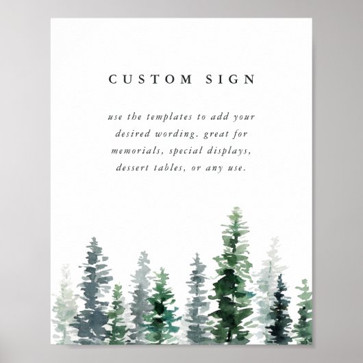 Timber Grove Custom Wedding Sign Template Poster (Vorne)
