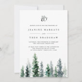 Timber Grove | Doppelseitige Monogramm-Hochzeit Einladung (Vorderseite)