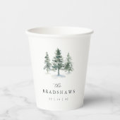 Timber Grove Immergrüner Wald Hochzeitsgeschenk Pappbecher (Vorderseite)