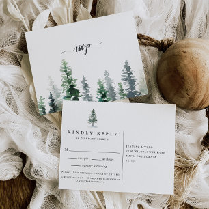 Timber Grove RSVP Postcard with Meal Choice Einladungspostkarte