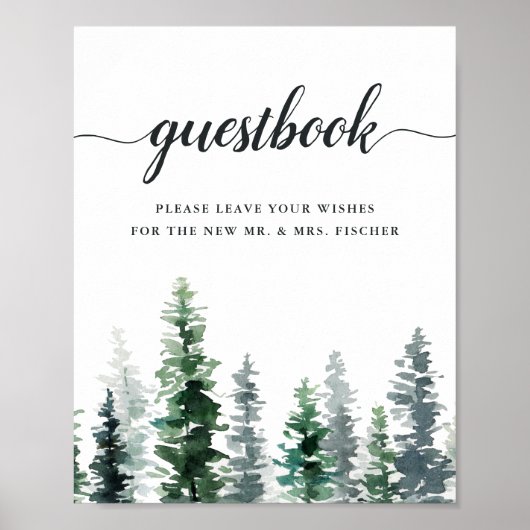 Timber Grove Wedding Gästebuchzeichen Poster (Vorne)
