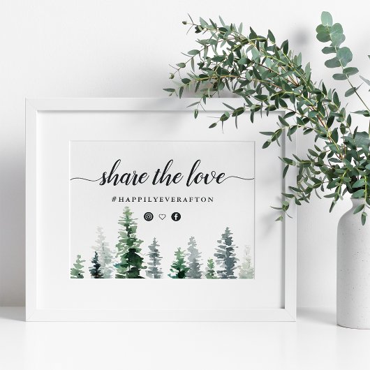 Timber Grove Wedding Hashtag-Zeichen Poster