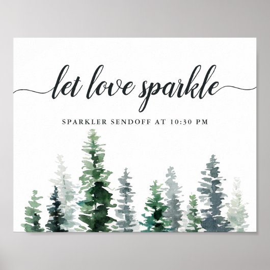 Timber Grove Wedding Sparkler Sendoff Zeichen Poster (Vorne)