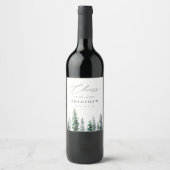 Timber Grove | Winter Evergreen Hochzeit Weinetikett (Vorderseite)