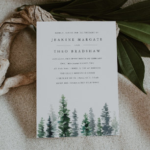 Timber Grove Winter-Hochzeit im immergrünen Wald Einladung
