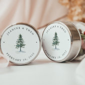 Timber Grove | Winter Pine Tree Wedding Runder Aufkleber