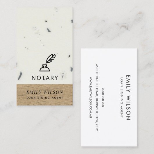 TIMBER HOLZ GLAZIERT SPEZIFIZIERTE FEATHER NIB NOT VISITENKARTE (Vorne/Hinten)