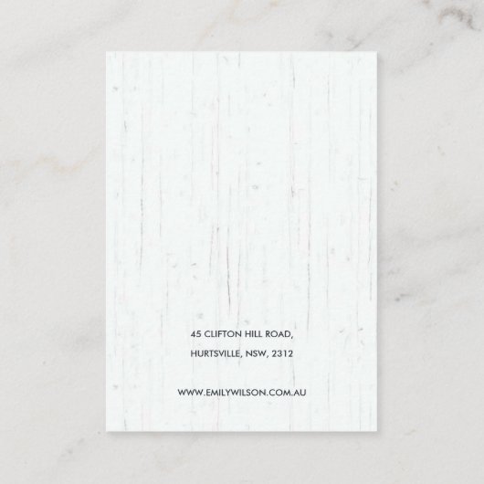 TIMBER PINK FLORAL EUCALYPTUS EARRING STUD DISPLAY VISITENKARTE (Rückseite)