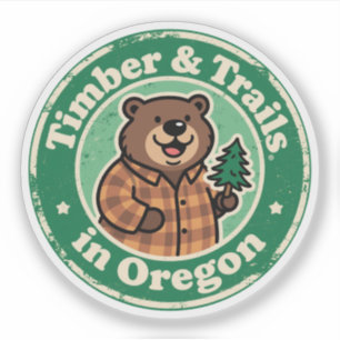 Timber & Trails_ Oregon Vintage Natur Kunstwerk Aufkleber