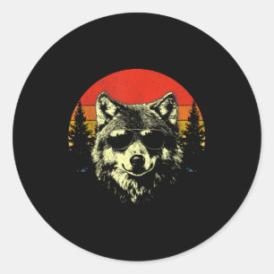 Timber Wolf Gesicht Porträt Distressed Grafik Vint Runder Aufkleber