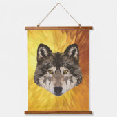 Timber Wolf Moderne Abstrakte Tier-Polygonalkunst Wandteppich Mit Holzrahmen (Vorderseite)