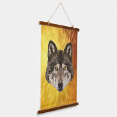 Timber Wolf Moderne Abstrakte Tier-Polygonalkunst Wandteppich Mit Holzrahmen (Gewinkelt)