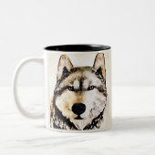 Timber Wolf Portrait Zweifarbige Tasse (Links)