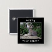 Timber Wolf Pup Gray Wolf Wild Animal Button (Vorne & Hinten)
