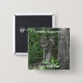 Timber Wolf Pup Wildlife ID Button (Vorne & Hinten)