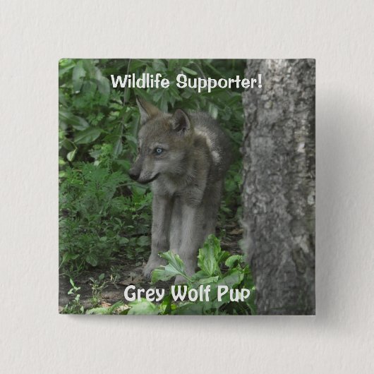 Timber Wolf Pup Wildlife ID Button (Vorderseite)