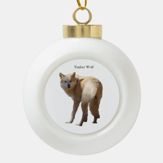 Timber Wolf-Schmuck Keramik Kugel-Ornament (Vorderseite)