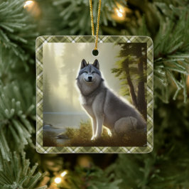Timber Wolf Wildlife Portrait Personalisiert Keramikornament